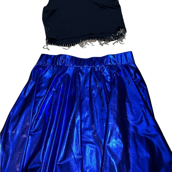 Blue Metallic skirt and top size small - Picture 6 of 6